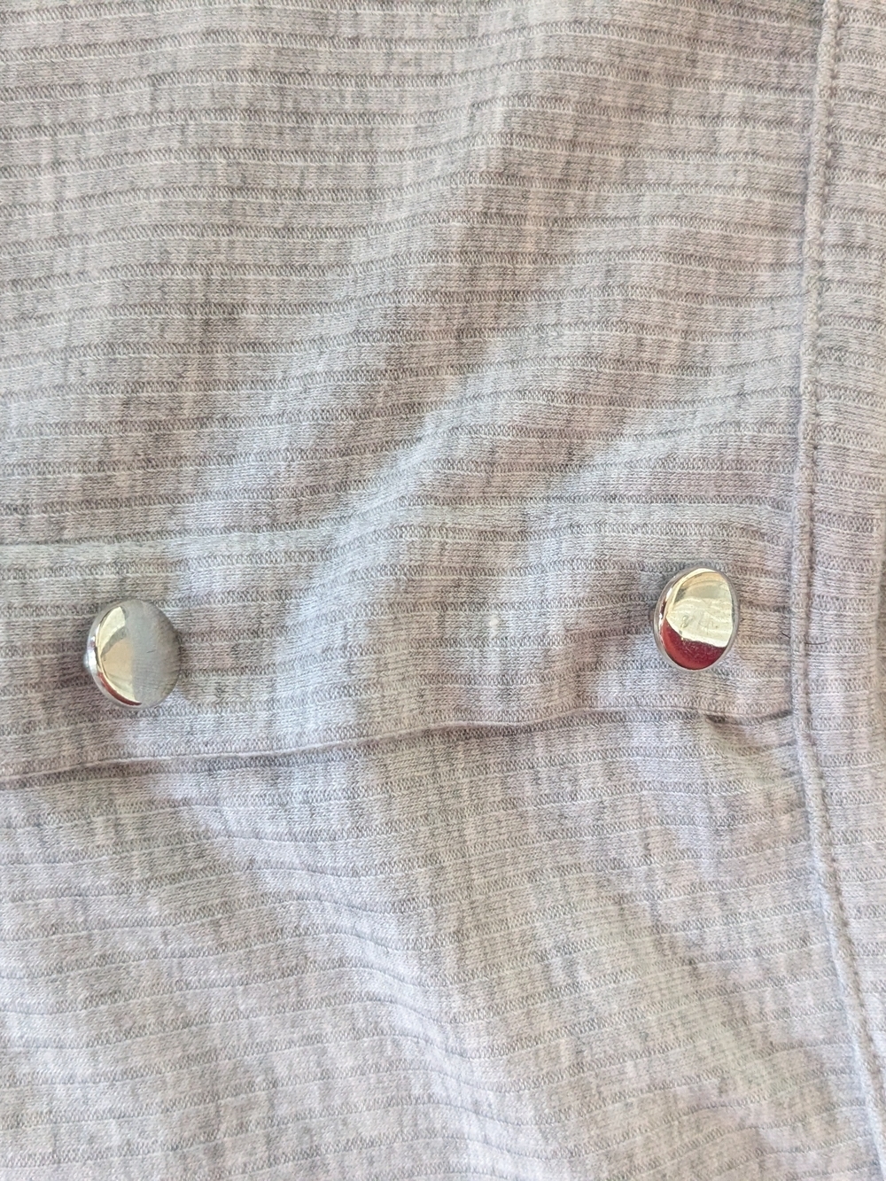 Ambiance Essential Light Gray Ribbed Button-Front Long Sleeve Top Size S - Picture 4 of 5
